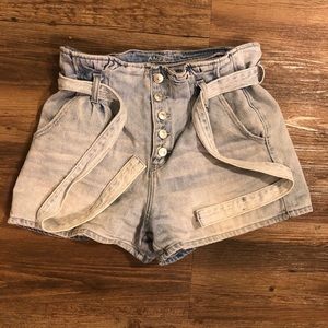 Paper bag mom shorts